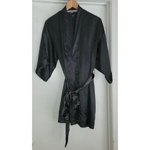 Victoria's Secret Black Satin Robe S/P M/M 100% Polyester Loungewear Sleepwear